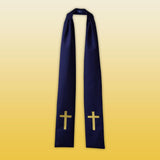 Navy blue Gold cross preaching scarf