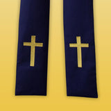 Navy blue Gold cross preaching scarf